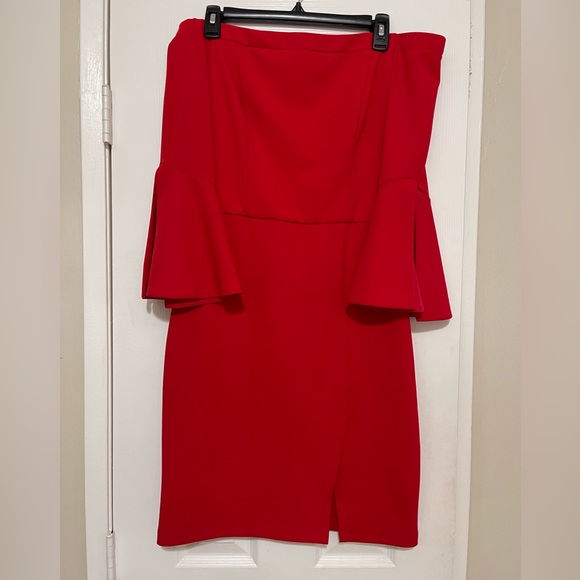 ABS off the shoulder red dress - Picture 2 of 6